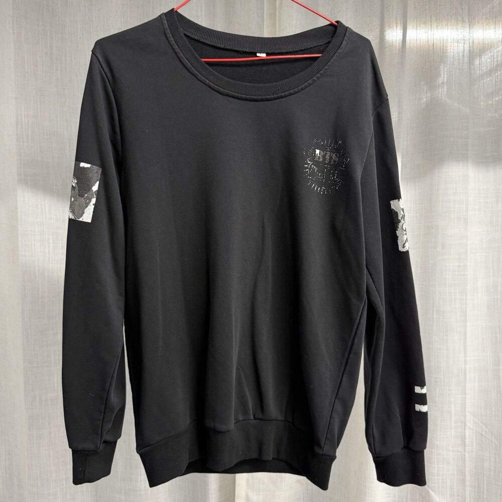 BTS V 95 Bulletproof Black Sweatshirt Kim Taehyung K-Pop Sleeve Print Unisex L